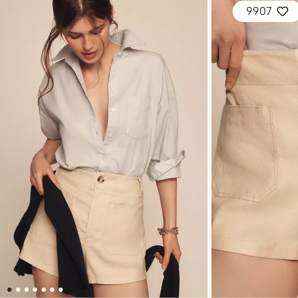 Maeve Anthropologie Colette Linen Blend Shorts Size 30 Antique Pearl